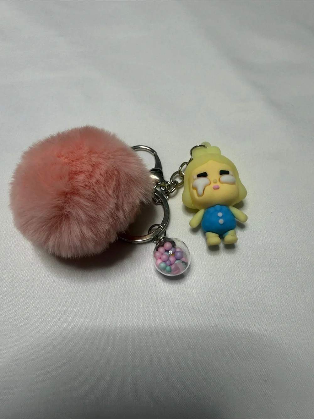 Hello Kitty Pink Pom Keychain with Character Charm